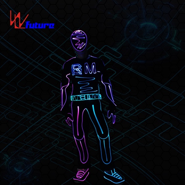 WL-0244 wireless control Fiber Optic Dance Costumes with Mask/shoe LED Tron Costume LED group Hip Hop dance costume
