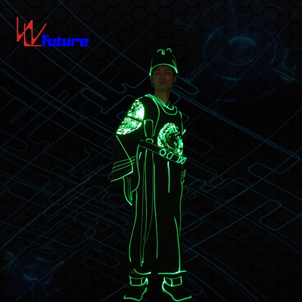 WL-0241 Fiber Optic & LED Chinese Traditional champion clothes + hat/shoe LED Dance Costumes LED Traditional Groom suit Performance wear