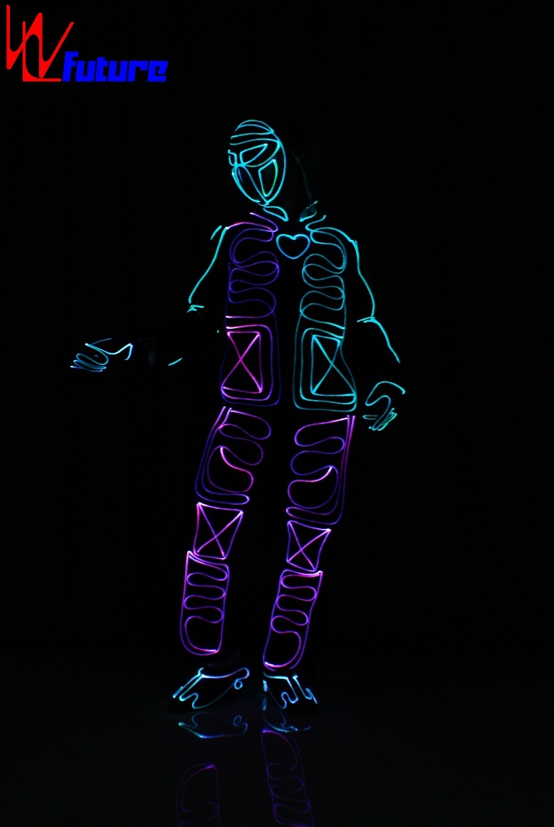 WL-0234 Wireless remote control Fiber Optic Light Dance Costumes with Mask LED light Stage Costumes LED Team Group Dance Luminous Clothing