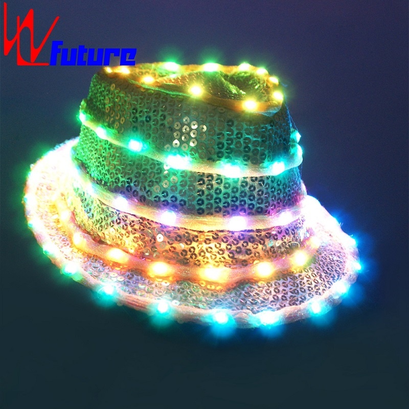 WL-028 无线控制 LED时尚派对帽子，用于万圣节/舞台表演，LED舞蹈服装道具闪烁/发光帽子