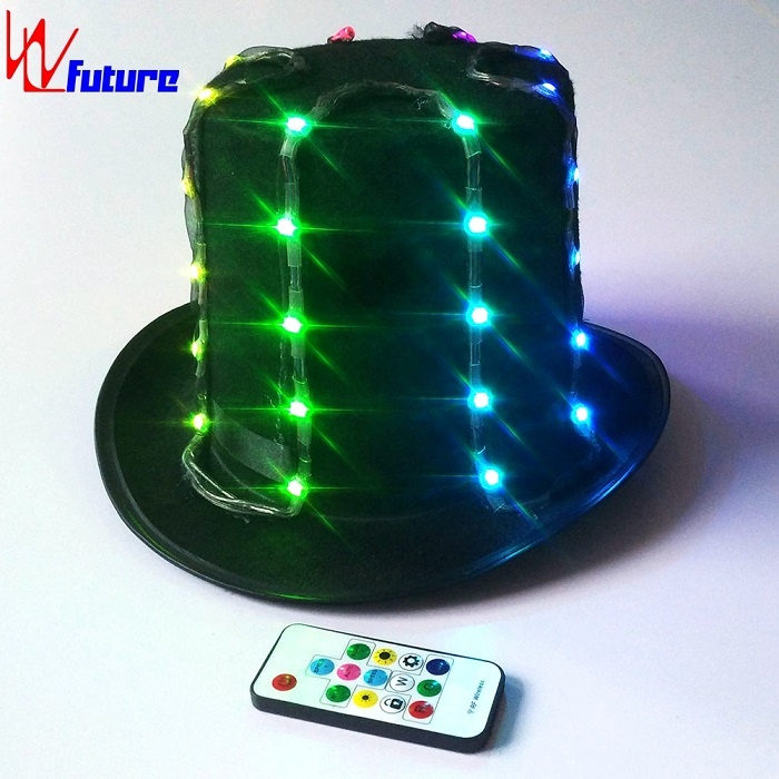 WL-0154 无线控制 舞台表演用 LED舞蹈服装道具闪烁/发光的LED绅士帽子 LED舞蹈道具 表演服装