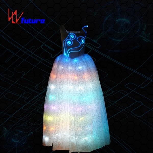 WL-049 remote control programmable Optic Fiber & LED Princess Party Long Dress LED light up Dance Costumes wedding dress girls dresses