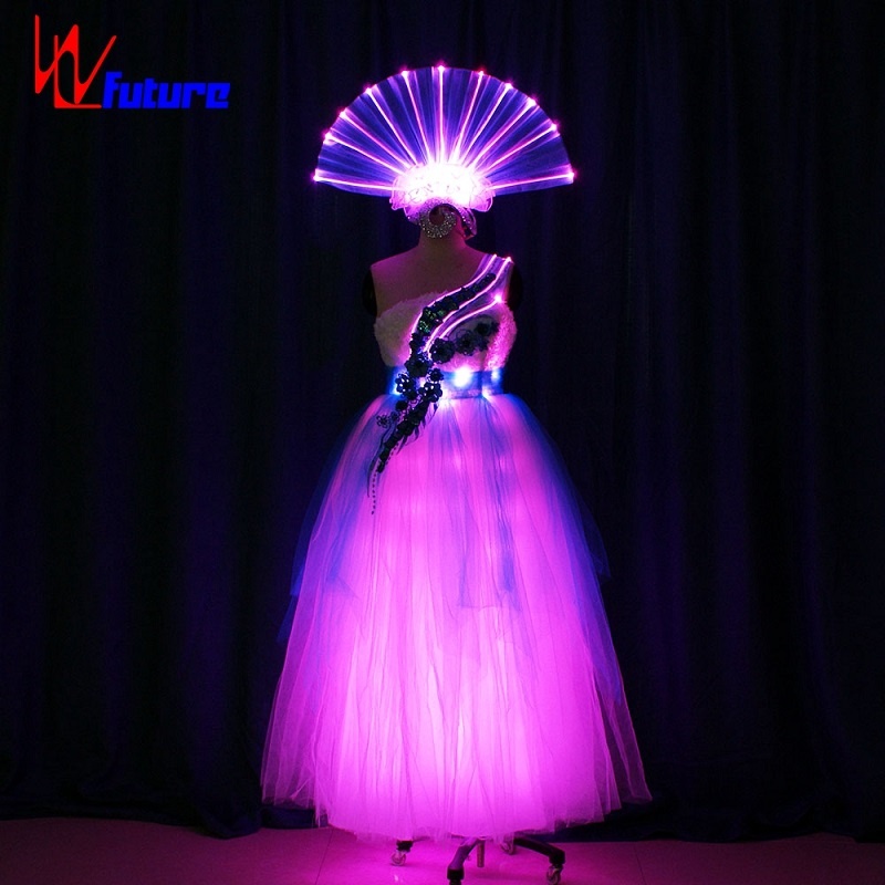 WL-0174 无线控制 全彩LED长舞裙(带头饰) LED派对礼服 女生发光连衣裙 LED婚纱礼服 LED舞蹈表演服