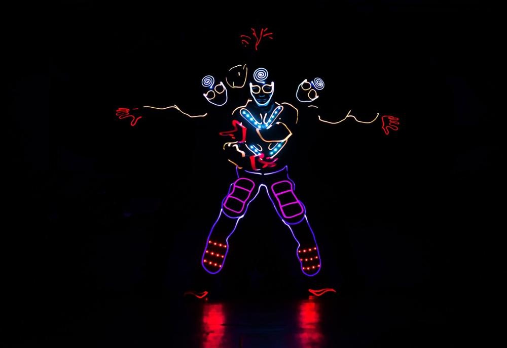 WL-0149 433 wireless control programmable Fiber Optic LED Tron Costume Luminous Clothing Team Tron Dance Costume