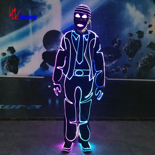 WL-0264 Programmable Luminous Fiber Optic light Tron Dance Suits Hip Hop mens Clothes performance wear Rave clothes