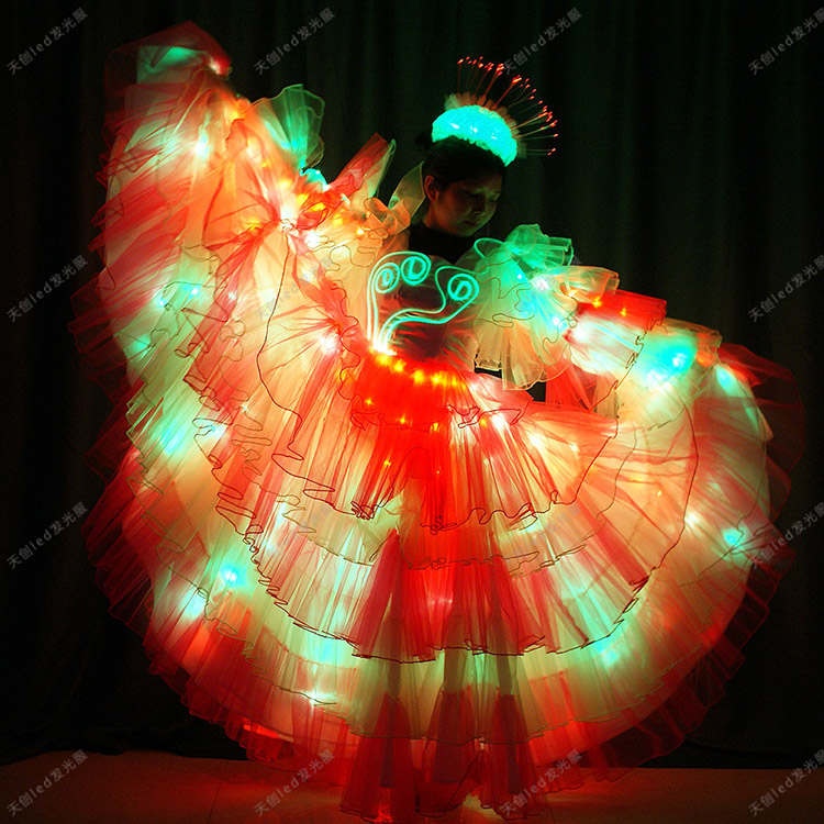TC-0173 led dress,led costumes,fabir optic costumes