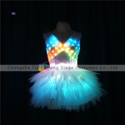 TC-0182 LED dressglow in the dark leotard, light up rainbow tutu