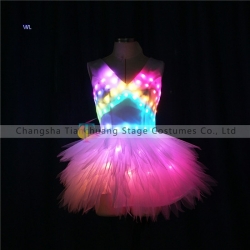 TC-0182 LED dressglow in the dark leotard, light up rainbow tutu