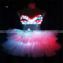 TC-214 Full color LED bikini guaze dress performance costume