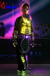 WL-0252 remote control programmable Fiber Optic & LED Tron Costume Luminous Clothing Team Tron Dance Costume with LED Hair