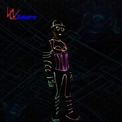 WL-0245 wireless control programmable Fiber Optic Group hip hop Dance Costumes LED Tron Costumes LED Light Tron Dance Suit