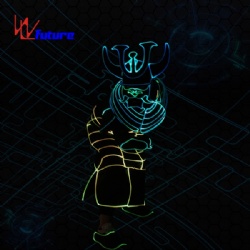 WL-0242 wireless control Fiber Optic Tron Dance Costumes with mask LED mythology figure Ox devil Dance costume