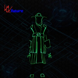 WL-0237  Wireless remote control Fiber Optic Light Chinese Traditional Long Gown Dance Costumes with Helmet led light Stage Costumes