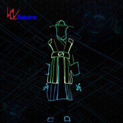 WL-0237 Wireless remote control Fiber Optic Light Chinese Traditional Long Gown Dance Costumes with Helmet led light Stage Costumes