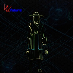 WL-0237 Wireless remote control Fiber Optic Light Chinese Traditional Long Gown Dance Costumes with Helmet led light Stage Costumes