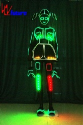 WL-0236 wireless control LED girls dresses with Helmet & braid LED Dance Costumes Performance wear