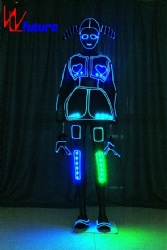 WL-0236 wireless control LED girls dresses with Helmet & braid LED Dance Costumes Performance wear