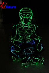 WL-0234 无线控制 光纤舞蹈表演服（带面具），LED舞台表演服， LED团体舞蹈发光服