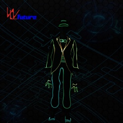 WL-0224 Remote control LED Light up Fiber Optic boys Hip Hop Dance costume with Hat & Gloves, MJ Dance Suits LED Costume