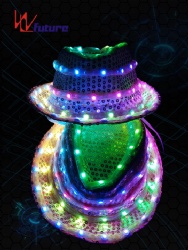 WL-028  wireless control LED Fashion Party hat for Halloween/Stage Performance LED Dance Costumes Props Blinking Hat