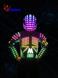 WL-0102 无线控制可编程 LED电光舞表演服　LED戴头盔背心夹克　LED机器人表演服