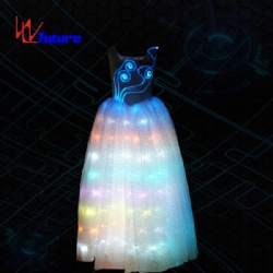 WL-049 remote control programmable Optic Fiber & LED Princess Party Long Dress LED light up Dance Costumes wedding dress girls dresses