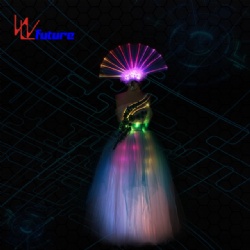 WL-0174 无线控制 全彩LED长舞裙(带头饰) LED派对礼服 女生发光连衣裙 LED婚纱礼服 LED舞蹈表演服