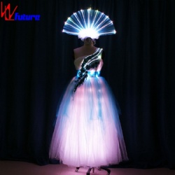 WL-0174 wireless control Full Color LED Long Dance Dress with headwear Party Dress girls dresses LED Wedding Dress LED Dance Costume