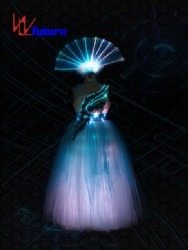 WL-0174 wireless control Full Color LED Long Dance Dress with headwear Party Dress girls dresses LED Wedding Dress LED Dance Costume