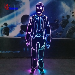 WL-0264 Programmable Luminous Fiber Optic light Tron Dance Suits Hip Hop mens Clothes performance wear Rave clothes