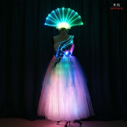 TC-0174 Fiber Optic dance costumes led dance dress